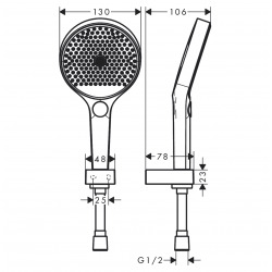 Ensemble support mural et douche à main Rainfinity 130, 3 jet avec flexible de douche 125 cm, blanc mat (26852700)