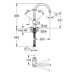 Minta Mitigeur monocommande evier, Hard Graphite brossé (32917AL0)