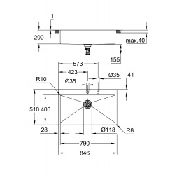 K800 Évier en acier inoxydable, Inox (31584SD1)