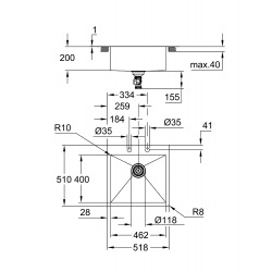 K800 Évier en acier inoxydable, Inox (31583SD1)