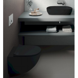 Set complet bati support autoportant + WC suspendu Vitra Sento noir mat sans bride + plaque noire mate (AlcaBlackSento-7)