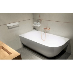 Baignoire d'angle gauche Nelly 175x82 cm marbre coulé, blanc (NEL1700L)