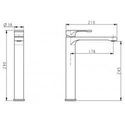 Robinet de lavabo haut Fusion sans drain chromé (SATBSFU285CP)