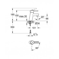 Concetto Mitigeur monocommande 1/2" Lavabo Taille S (2338510E-DUO)