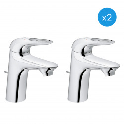 Eurostyle - Lot de 2 mitigeurs monocommande 1/2" Lavabo Taille S Chrome avec vidage automatique (23564003-DUO)