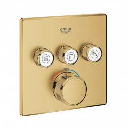 Grotherm Smartcontrol thermostatique pour installation encastrée 3 sorties, Cool Sunrise Brossé (29126GN0)