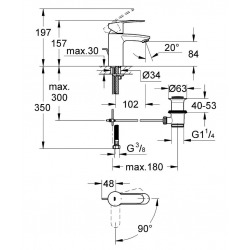 Eurostyle Cosmopolitan Mitigeur monocommande 1/2" Lavabo Taille S (2337420E)