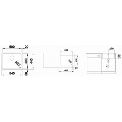 Blanco Evier Andano 500-U en Acier inoxydable satiné sous-plan 54x44cm (522967)