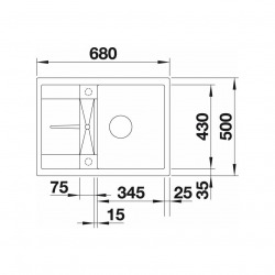 Type Metra 45 S Compact Silgranit 68x50, Noir (525913)