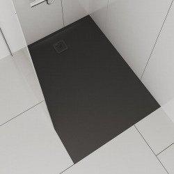 Receveur de douche en gel coat Marbond,extra-plat, rectangulaire,évacuation sur le côté court du receveur 100x80, anthracite mat