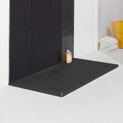 Receveur de douche en gel coat Marbond, extra-plat, évacuation sur le côté long 140x80, Anthracite mat (H2109530780001)