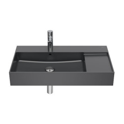 Inspira Lavabo en Fineceramic avec trop-plein et tablette 49x80cm, autoportant ou à poser, Onyx (A32752B640)