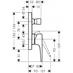 Hansgrohe Metropol Set de finition pour mitigeur bain/douche encastré, Noir Chromé brossé (32545340)