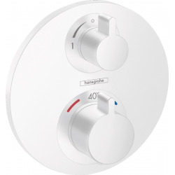 Hansgrohe Ecostat S Set de finition pour mitigeur thermostatique encastré avec robinet d’arrêt et inverseur, Blanc mat (15758700)