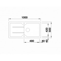 Evier Idessa XL 6 S en Céramique avec vidage automatique 100x50cm, Noir (520315)