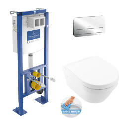 Pack WC bâti autoportant Viconnect + Cuvette Architectura fixations invisibles + Plaque chrome (Architectura2set1)