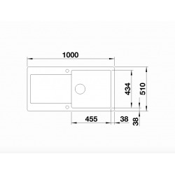 Evier Idento XL 6 S en Céramique PuraPlus avec vidage automatique et égouttoir réversible 100x51cm, Blanc Cristal (522129)