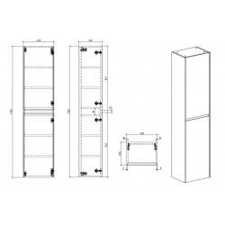 Verona Armoire haute blanche avec deux portes, 40x30x170cm (VERONAV40BM)