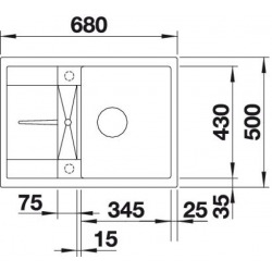 Evier METRA 45 S Compact PuraDur en Silgranit, réversible, 68x50 cm, Alumétallic (519563)