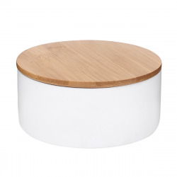 Libra Boîte avec miroir cosmétique en bois de bambou, Blanc (LIB56)