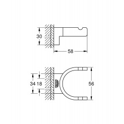 Selection Double patère murale en métal, Hard Graphite (41049A00)