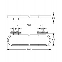 Selection Barre porte-serviettes en métal avec fixations cachées, Hard Graphite brossé (41058AL0)