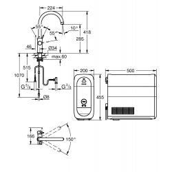 Blue Home Kit de démarrage avec Mitigeur bec pivotant, Hard Graphite brossé (31455AL1)