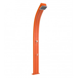 Spring Douche solaire en aluminium thermolaqué anticorrosion avec mitigeur et rince pieds, réservoir de 25L, Orange (A120/2009)