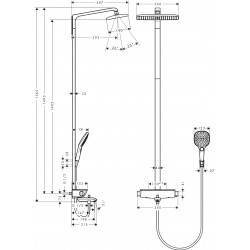 Showerpipe Raindance Select E 360 AIR Bain/douche, bras de douche 380mm