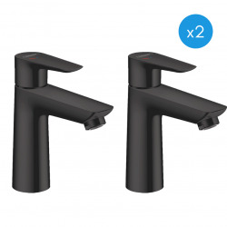 Talis E Lot de 2 mitigeurs de lavabo 110 CH3 CoolStart avec tirette et vidage, noir mat (71713670-DUO)