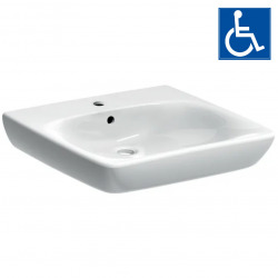 Selnova Comfort Lavabo PMR 550x550 mm avec perçage pour robinetterie + trop-plein, Blanc (500.302.01.1)