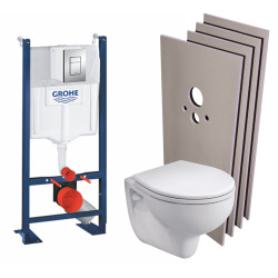 Pack WC autoportant + WC suspendu KOLO by Geberit + Abattant en Duroplast + Plaque chrome (ProjectRekord-1)