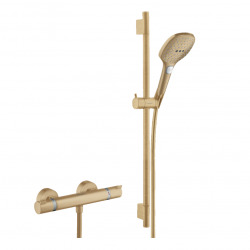 Set de douche Mitigeur Comfort + Barre Unica 65cm + Douchette 3 jets Raindance 120 Select E, Bronze brossé (13116140-SET)