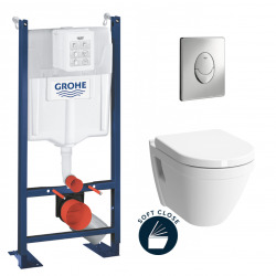 Pack WC Bâti Rapid SL Autoportant + Cuvette Vitra S50 + Abattant soft close + Plaque chrome (ProjectS50softclose-2)