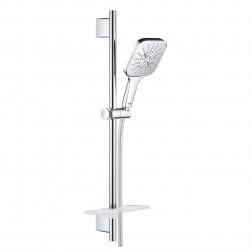 Rainshower Smartactive 130 Cube Barre de douche 60cm + Flexible 1,75m + Douchette à main 3 jets, Chrome (26583000)