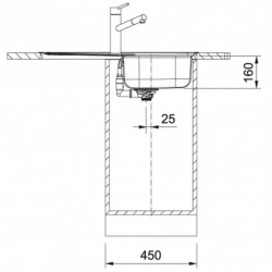 Spark SKN 611-79 Évier79x50cm avec égouttoir, réversible, en inox, Franke (101.0612.525)