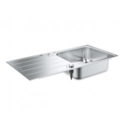 K500 Evier réversible100x50cm avec une cuve et égouttoir + Vidage automatique et bonde panier, Inox finition satinée (31563SD1)