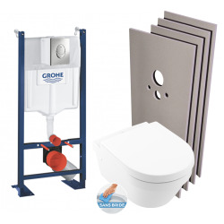 Pack WC Bâti autoportant + WC Villeroy & Boch Architectura sans bride + Plaque + Set habillage (ProjectArchitectura2-2-sabo)