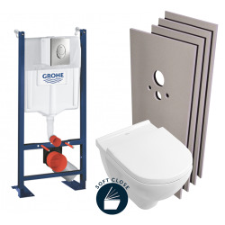 Pack WC Bâti autoportant + Cuvette Villeroy & Boch O.novo + Abattant softclose + Set d'habillage (ProjectO.Novo-2-sabo)