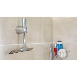 DRAAD Raclette de douche 17,5x23,9x5,5cm et support mural, Métal, Chrome (40224-00000-00)