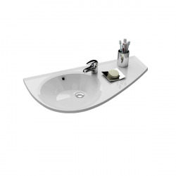 Avocado Comfort Lavabo 85x45cm, style asymétrique gain de place, orientation droite, avec perçage et trop plein (XJ1P1100000)