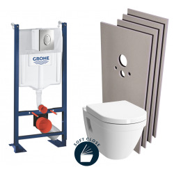 Pack WC Bâti Autoportant + Cuvette Vitra S50 + Abattant soft close + Plaque chrome + Set habillage (ProjectS50softclose-2-sabo)