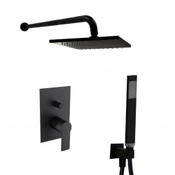 by Paffoni Set de douche tout en 1 avec douche de tête 20cm + Douchette 1 jet, Noir mat (SATBSBW215-SET)