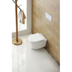 Pack WC bâti-autoportant + WC SAT sans bride fixations invisibles + Abattant softclose + Plaque blanche (SMART-SATrimless-9)