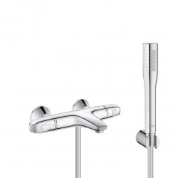 Set bain/douche Mitigeur thermostatique Grohtherm 1000 + Douchette stick 1 jet Euphoria Cosmopolitan, Chrome (34155003-Euphoria)