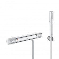 Set de douche Mitigeur thermostatique Grohtherm 1000 + Douchette stick 1 jet Euphoria Cosmopolitan, Chrome (34777000-Euphoria)