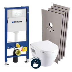 Pack WC Bati-support + Cuvette Serel + Abattant soft close + Plaque Blanche + Set d'habillage (39186GEB1-sabo)