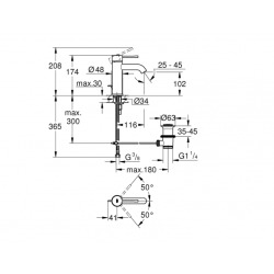 Essence Mitigeur monocommande taille S avec tirette et vidage, cartouche en céramique, Hard graphite brossé (24171AL1)