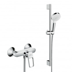 Set de douche Mitigeur avec cartouche en céramique + Douchette 2 jets + Barre de douche 22cm + Flexible (71247000-Crometta)