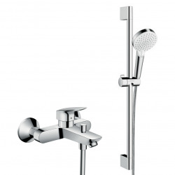 Set bain/douche Mitigeur Logis + Douchette 2 jets + Barre de douche 22cm + Flexible, Chrome (1400000-CROMETTA)